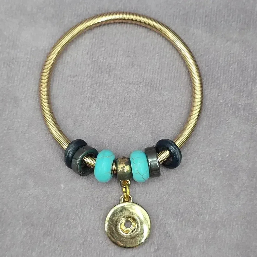 Gold Charm Dangle Stretch Bead Bracelet Fashion Jewelry‎